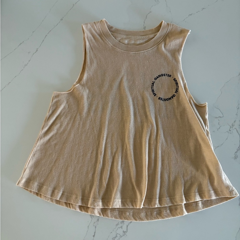 Spiritual Gangster Women's Sleeveless Crop Tank - Beige